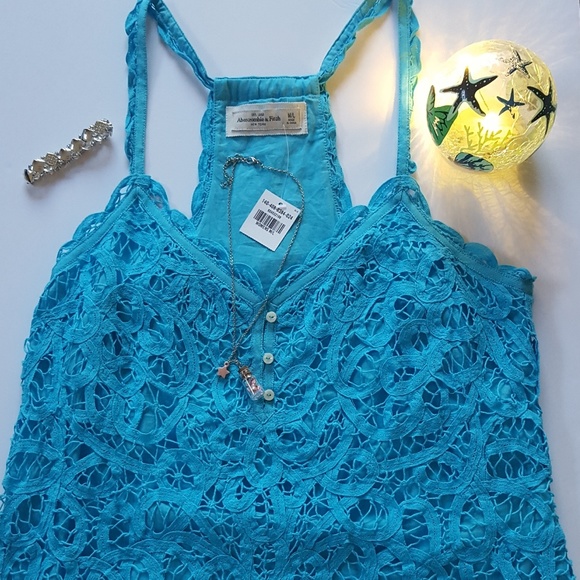Abercrombie & Fitch Tops - Abercrombie & Fitch Blue Lace Racerback Top NWT L